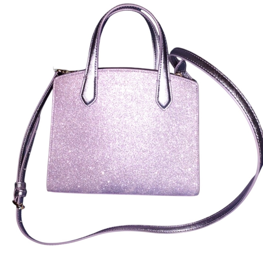 Kate spade tinsel glitter  saffiano leather Lavender Handbag crossbody  NWOT - Picture 3 of 11